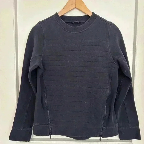Lululemon Navy Blue Crewneck Sweatshirt  with Two Front Zippers S - Picture 2 of 11